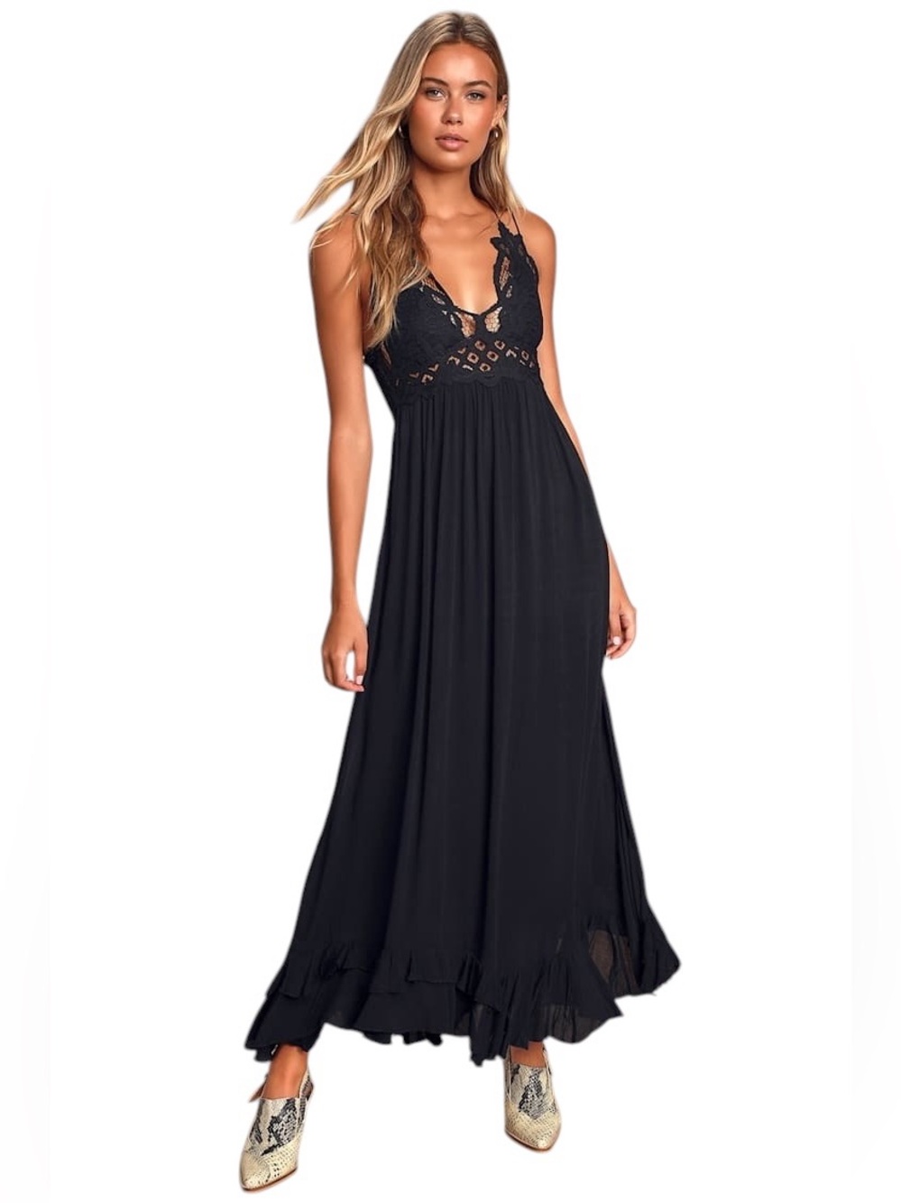 Free People FP One Adella Maxi Dress in Black